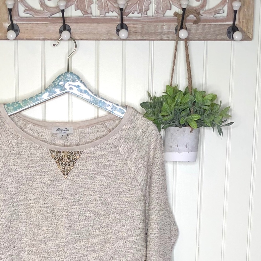 Lucky Lotus Lucky Brand Studded Sweatshirt Large